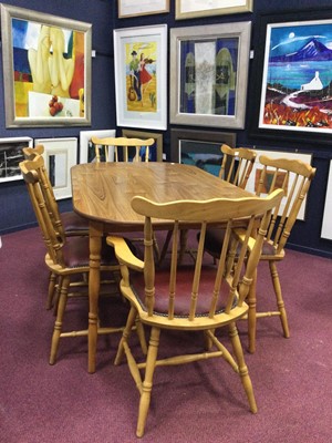 Lot 345A - A PINE DINING TABLE AND CHAIRS
