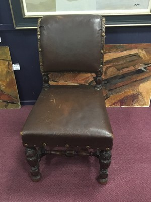 Lot 572A - A VICTORIAN LEATHER UPHOLSTERED SINGLE CHAIR