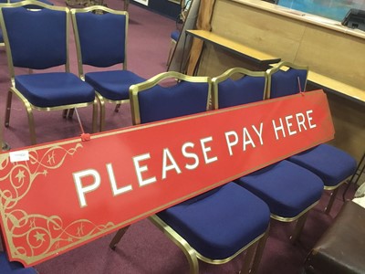 Lot 532A - A LARGE 'PLEASE PAY HERE' SIGN FROM HAMLEY'S LONDON