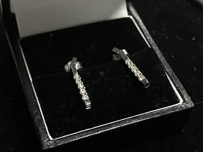 Lot 639 - A PAIR OF WHITE GOLD EARRINGS