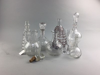Lot 33 - A 19TH CENTURY CONTINENTAL GLASS CARAFE AND OTHER GLASSWARE