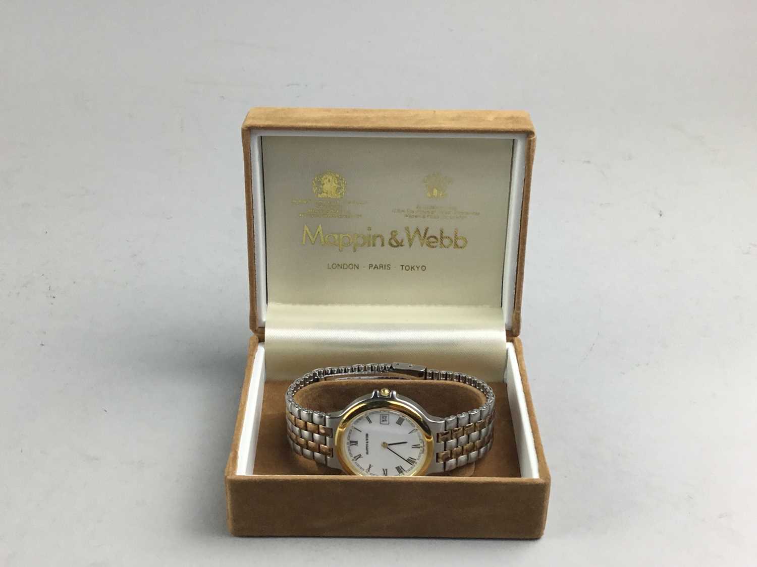 Lot 49 - A GENT'S MAPPIN & WEBB BI-METAL WRIST WATCH AND ANOTHER WATCH