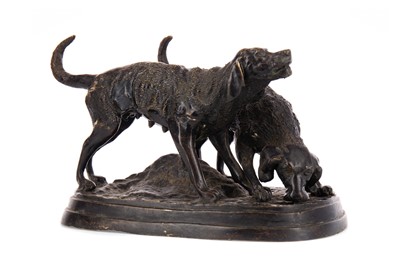 Lot 1404 - AFTER EDUOARD PAUL DELABRIERE (1829–1912), TWO HUNTING DOGS