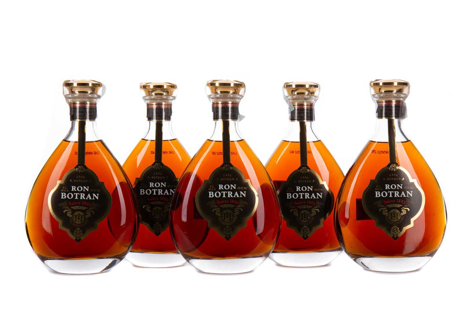 Lot 116 - FIVE BOTTLES OF RON BOTRAN AGED 15 YEARS