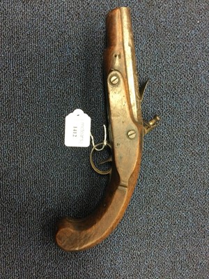 Lot 1412 - AN EARLY 19TH CENTURY FLINTLOCK PISTOL