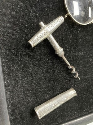 Lot 82 - A VICTORIAN POCKET CORKSCREW AND TWO PAIRS OF SPECTACLES