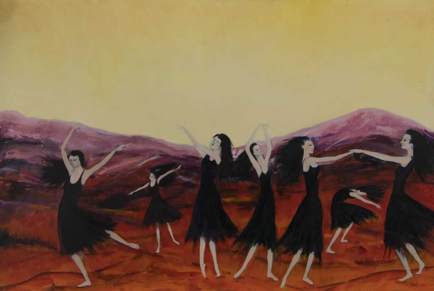 Lot 510 - WITCHES DANCE, AN OIL BY ERICKA KINNEAR