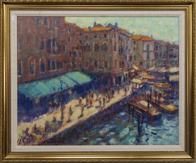 Lot 546 - A VIEW FROM THE RIALTO, AN OIL BY JOHN MACKIE
