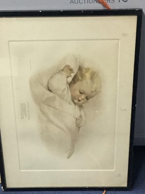 Lot 122 - A WATERCOLOUR OF A LADY SIGNED MOLLY BUCHANAN AND A PRINT