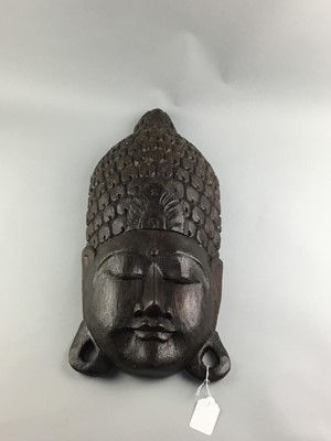 Lot 151 - A THAI CARVED WOOD WALL MASK