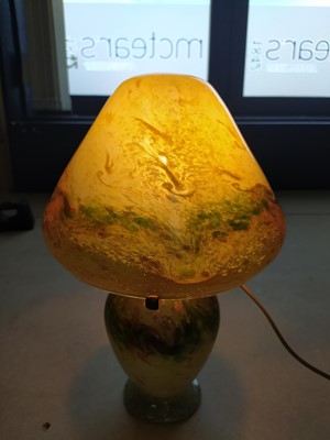 Lot 1037 - A MONART GLASS MUSHROOM LAMP