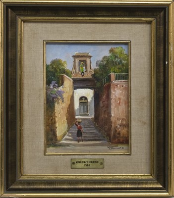 Lot 2 - WOMAN WITH A BASKET, AN OIL BY VINCENZO CANINO