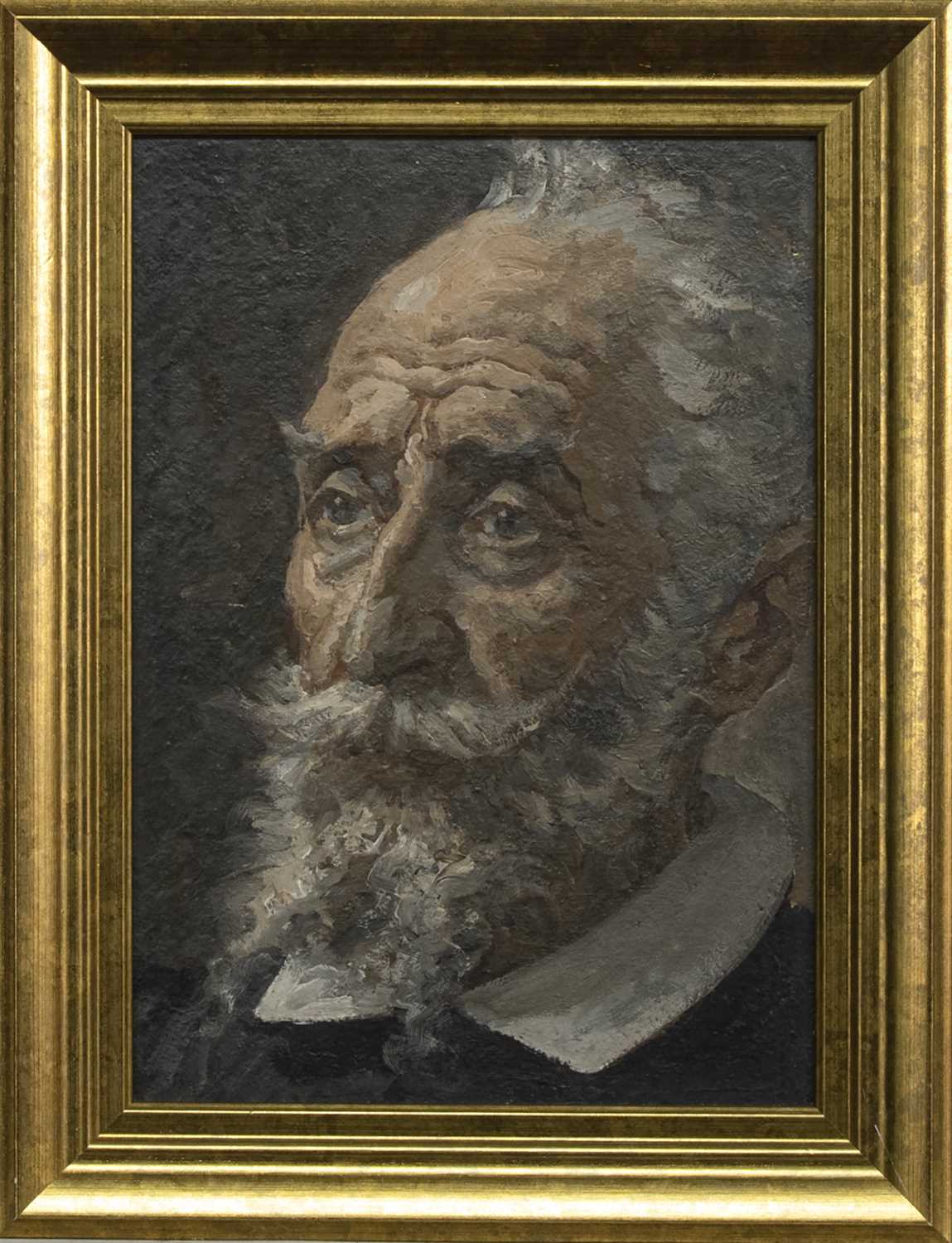 Lot 64 - PORTRAIT OF A MAN WITH A BEARD, AN OIL BY JOHN BULLOCH SOUTER