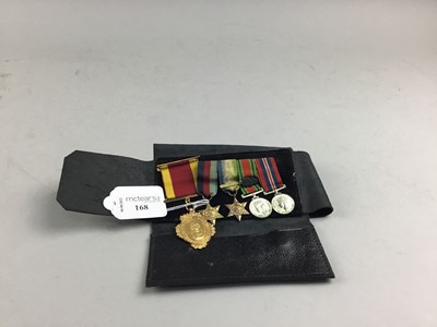 Lot 168 - A ROBERT BURNS CLUB PRESIDENT'S MEDAL AND A GROUP OF FOUR WAR MINIATURE MEDALS