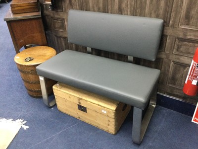 Lot 184 - A MODERN CHROME AND GREY BENCH SEAT