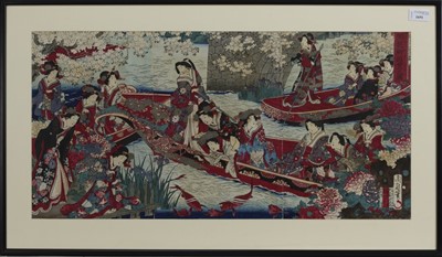Lot 1691 - AN EARLY 20TH CENTURY JAPANESE WOODBLOCK PRINT TRIPTYCH