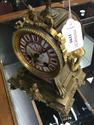 Lot 1195 - A LATE 19TH CENTURY FRENCH GILTMETAL AND PORCELAIN MANTEL CLOCK