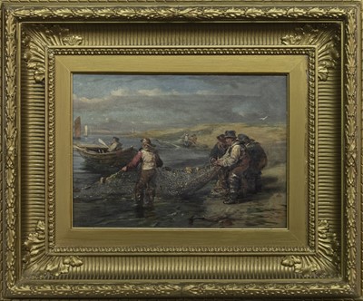 Lot 10 - CLEARING THE NETS, AN OIL BY ROBERT THORBURN ROSS