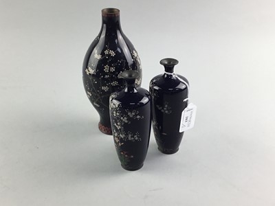 Lot 203 - A PAIR OF CLOISONNE VASES AND ANOTHER VASE