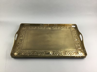 Lot 289 - A BRASS TWO HANDLED SERVING TRAY