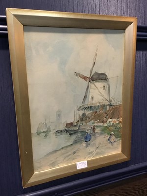 Lot 317 - A WATERCOLOUR OF A DUTCH SCENE AND TWO PRINTS AFTER TRETCHIKOFF