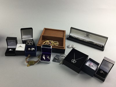 Lot 322 - A LOT OF TWO SILVER BRACELETS AND A GROUP OF COSTUME JEWELLERY