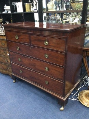 Lot 236 - A 19TH CENTURY MAHOGANY CHEST OF DRAWERS