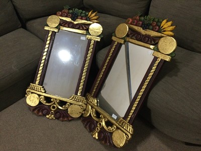 Lot 327 - A PAIR OF REPRODUCTION PAINTED WALL MIRRORS