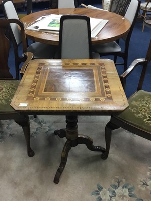 Lot 237 - A VICTORIAN CHEQUER INLAID TEA TABLE