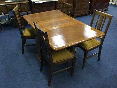 Lot 238 - AN OAK SIDEBOARD, TABLE AND FOUR CHAIRS