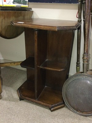 Lot 248 - A STAINED WOOD BOOK TABLE AND AN OAK TABLE