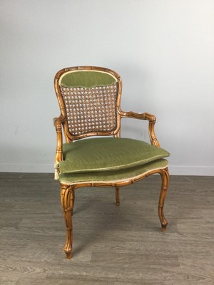 Lot 1464 - A SIMULATED BAMBOO ARMCHAIR