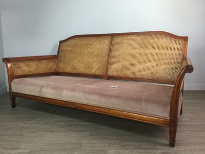 Lot 371 - A THREE-PIECE WALNUT BERGERE SUITE