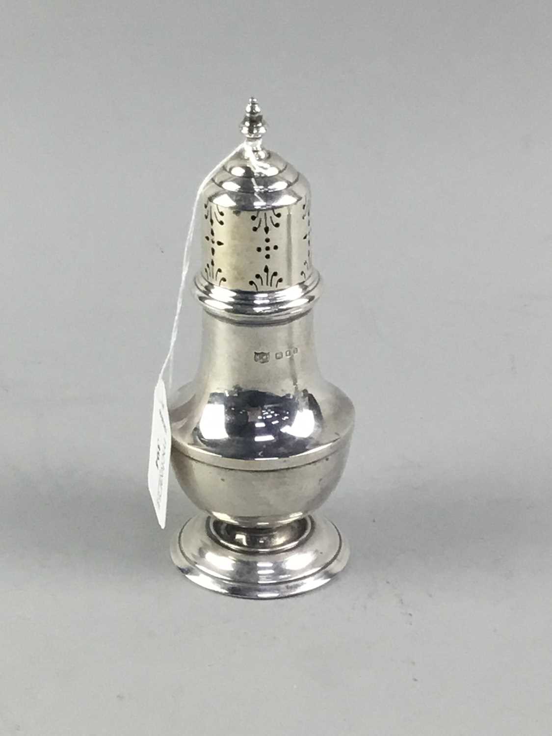 Lot 394 - A SILVER VASE SHAPED SUGAR CASTER