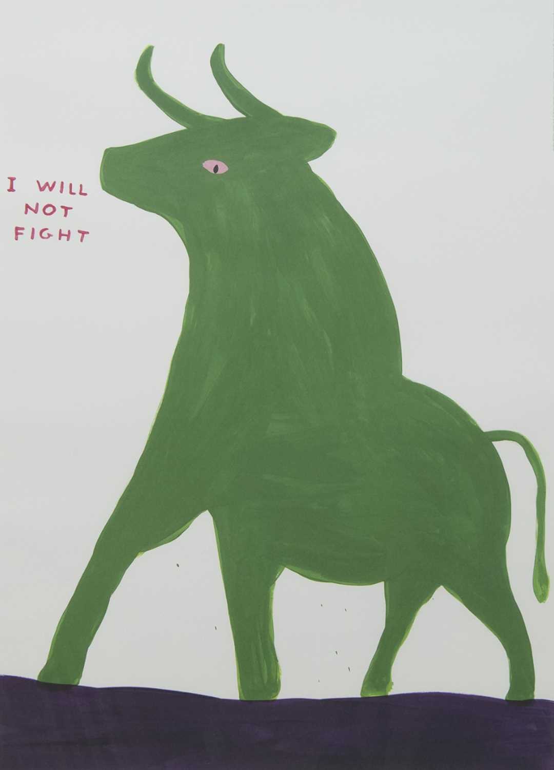 Lot 563 - I WILL NOT FIGHT, A LITHOGRAPH BY DAVID SHRIGLEY
