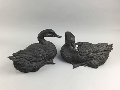 Lot 350 - A PAIR OF BRONZED MODEL DUCKS