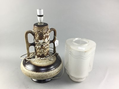 Lot 370 - A WEST GERMAN POTTERY TABLE LAMP AND OTHER ITEMS