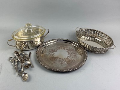 Lot 371 - A LATE VICTORIAN BREAD BASKET, CUTLERY AND OTHER ITEMS