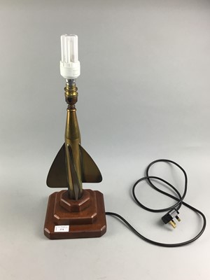 Lot 374 - A TABLE LAMP FORMED FROM A BRASS SHIP'S LOG