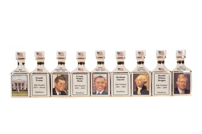 Lot 109 - NINE PRESIDENTS OF THE UNITED STATES OF AMERICAN 10CL POINTERS DECANTERS