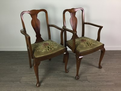 Lot 348 - A PAIR OF MAHOGANY ELBOW CHAIRS