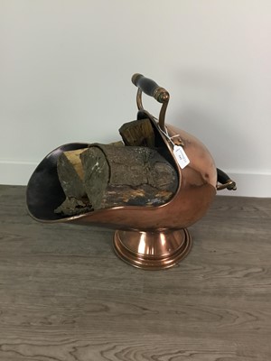 Lot 342 - A COPPER COAL HELMET