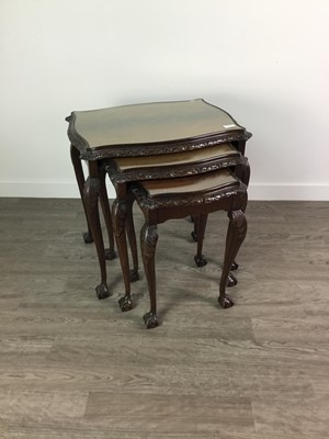 Lot 332 - A MAHOGANY NEST OF THREE TABLES