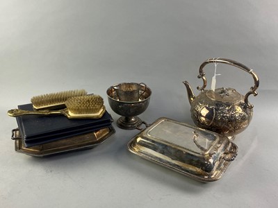 Lot 240A - A SILVER PLATED TEA KETTLE AND OTHER SILVER PLATED WARE