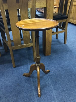 Lot 300A - A REPRODUCTION WINE TABLE AND A COPPER SERVING TRAY