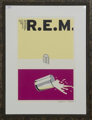 Lot 301 - R.E.M. 'NOW IT'S OVERHEAD', A LIMITED EDITION LITHOGRAPH