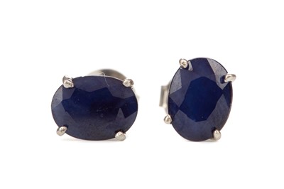 Lot 360 - A PAIR OF TREATED SAPPHIRE EARRINGS