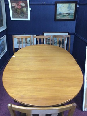 Lot 216 - A NEST OF THREE TABLES AND A MID CENTURY DROP LEAF DINING TABLE AND FOUR CHAIRS