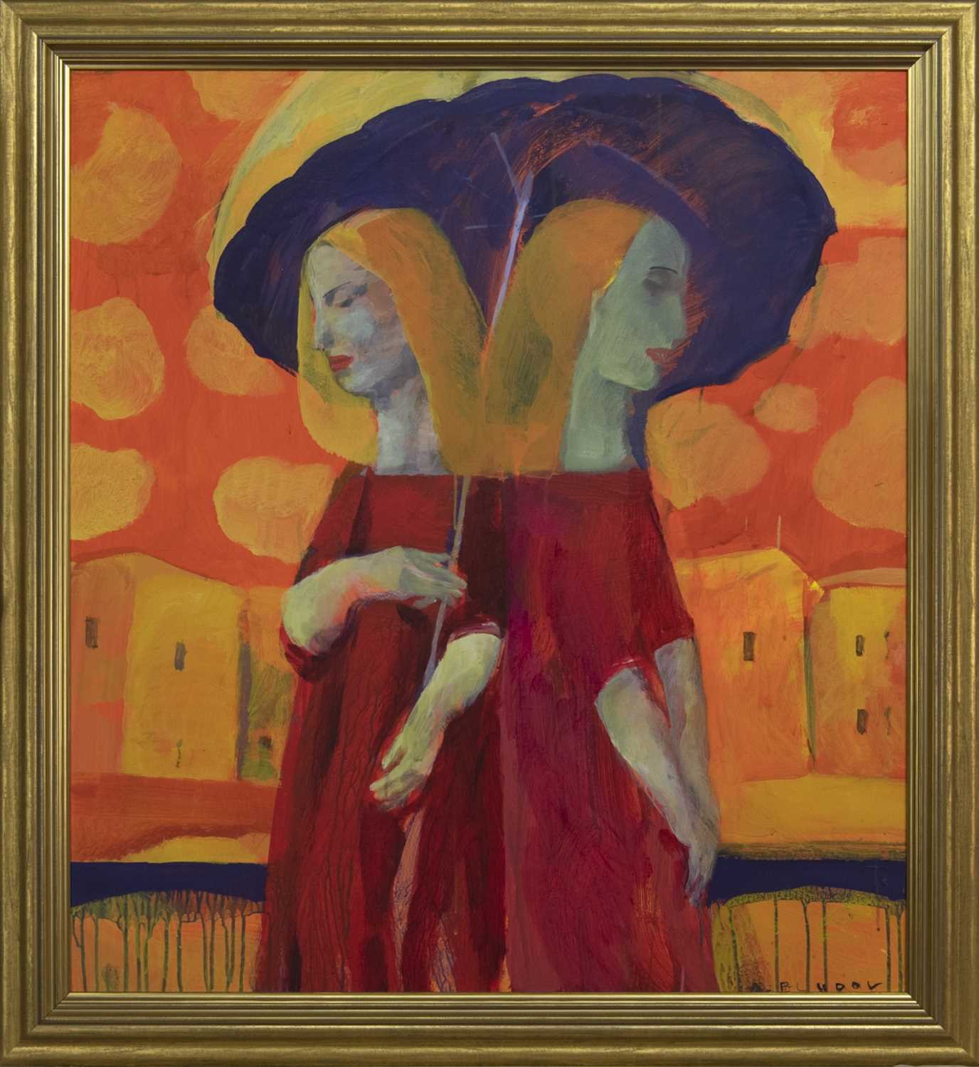 Lot 595 - COUPLE UNDER THE RAIN, AN OIL BY ANDREI BLUDOV