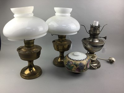 Lot 168 - A LOT OF THREE OIL LAMPS